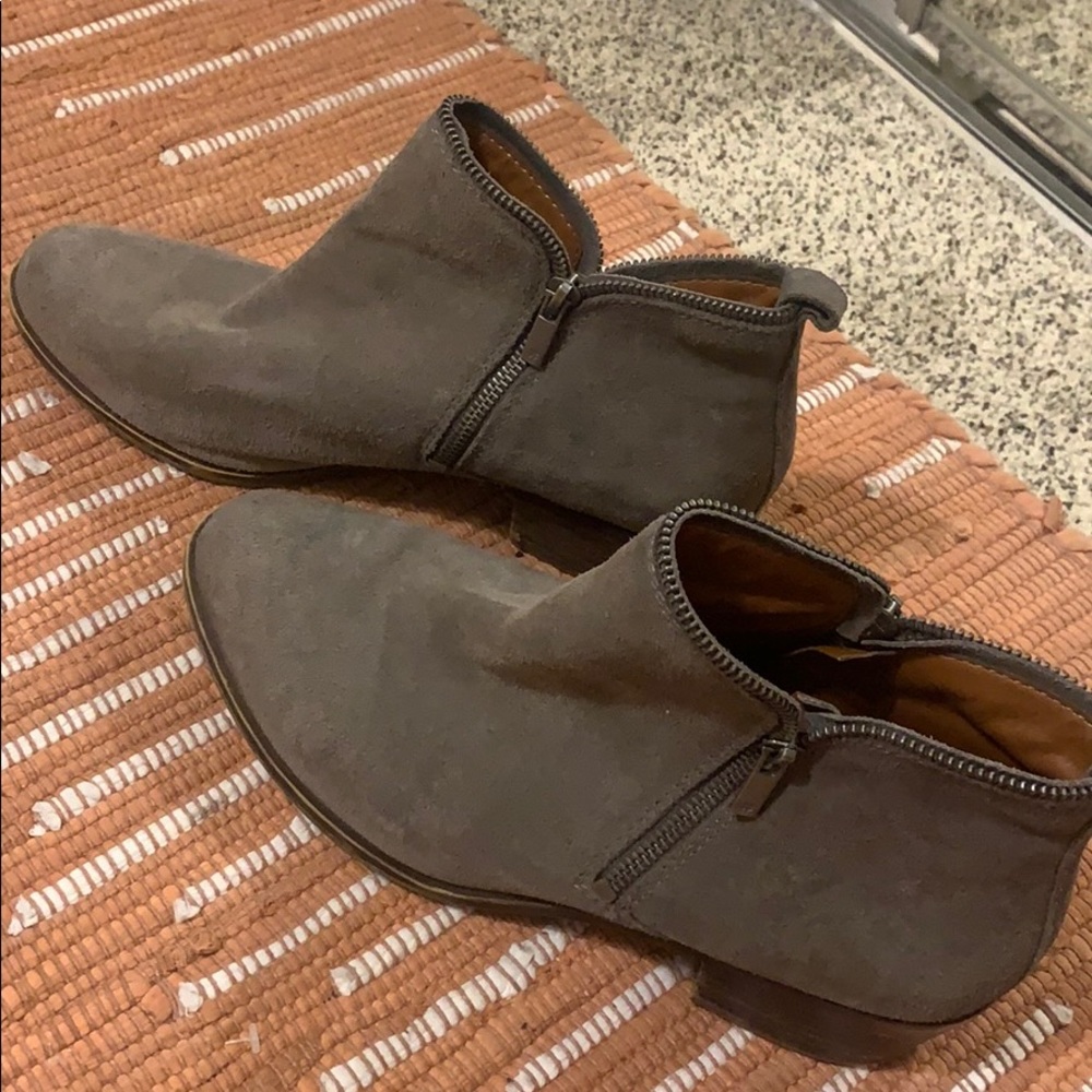 Lucky Brand gray zipper booties